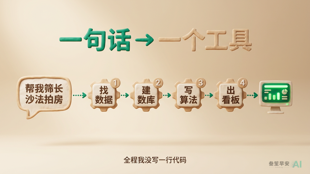 一句话的需求，它自己拆成了一个能用的工具