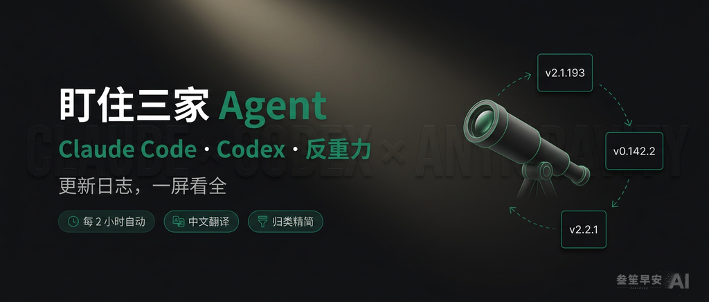 我做了个网页展示：Claude Code、Codex、Antigravity 的更新日志